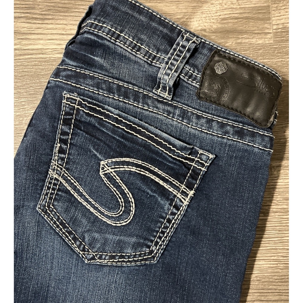 Silver Tuesday Baby Boot Cut Dark Wash Low Rise Stretch Blue Jeans Sz 30 (32x31)